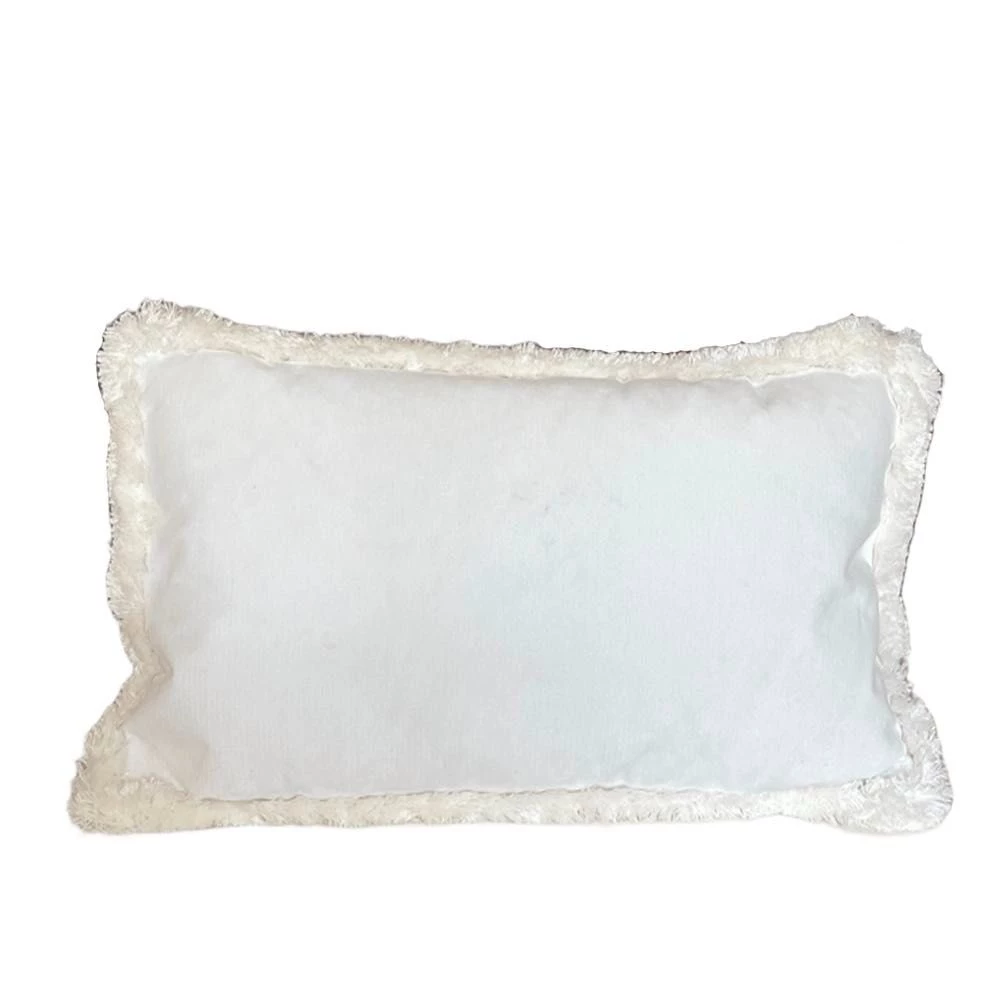 Cuscino vellutino avorio con spazzolone 50x30 cm